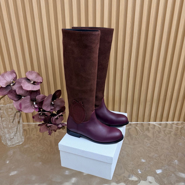CD 26s Knee-High Boots Burgundy Suede Leather 955993