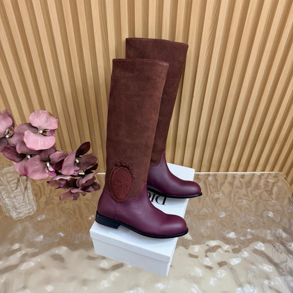 CD 26s Knee-High Boots Burgundy Suede Leather 955993