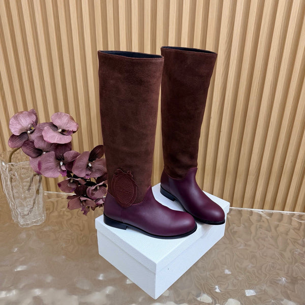 CD 26s Knee-High Boots Burgundy Suede Leather 955993