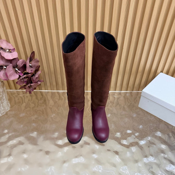 CD 26s Knee-High Boots Burgundy Suede Leather 955993