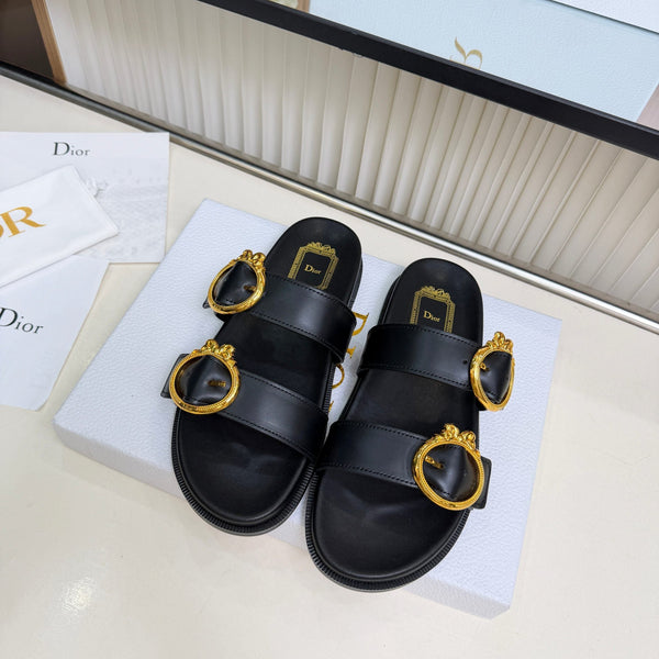 CD Médaillon Buckle Slide Black Leather 987051