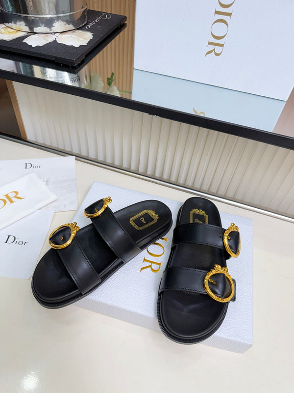 CD Médaillon Buckle Slide Black Leather 987051