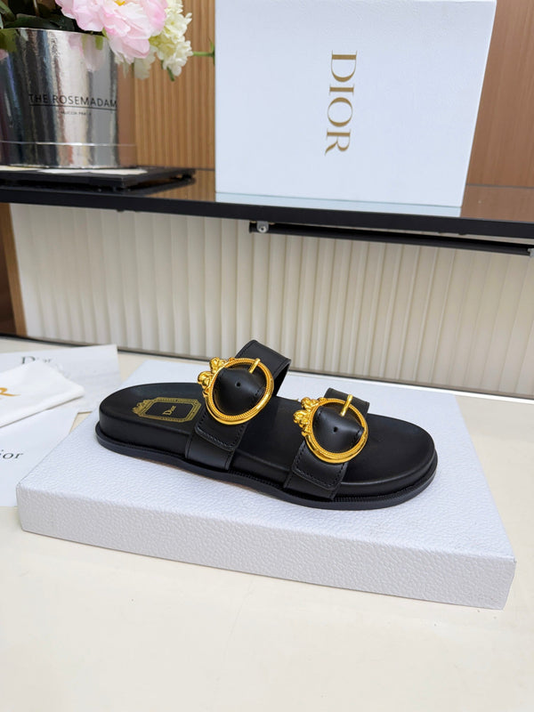 CD Médaillon Buckle Slide Black Leather 987051