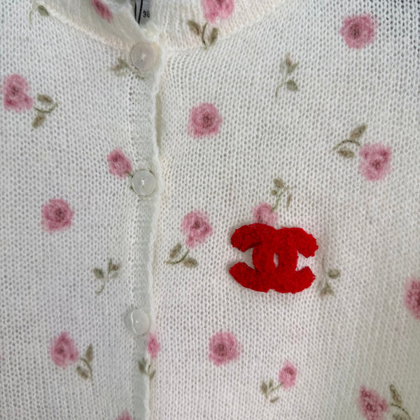 CC Crewneck Knit Cardigan Floral Wool 426062