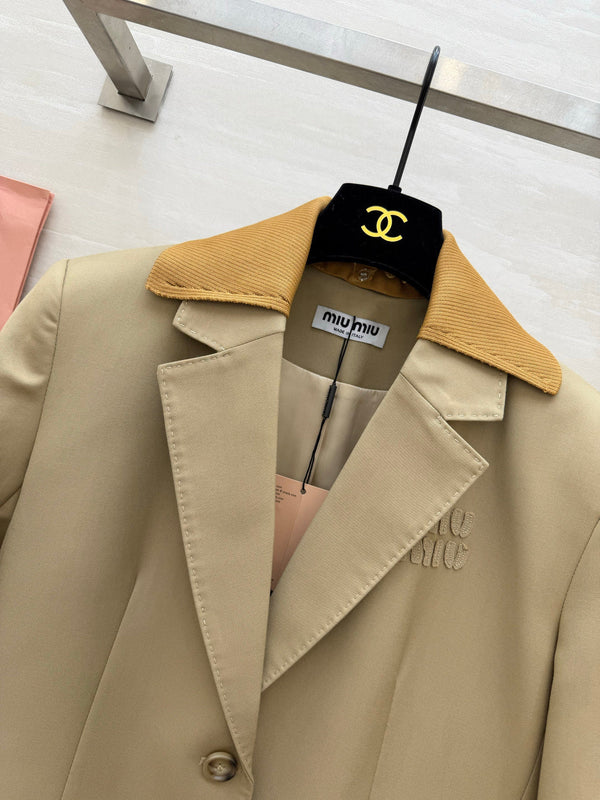 Miu Tailored Blazer Knit Collar Cuffs 427472