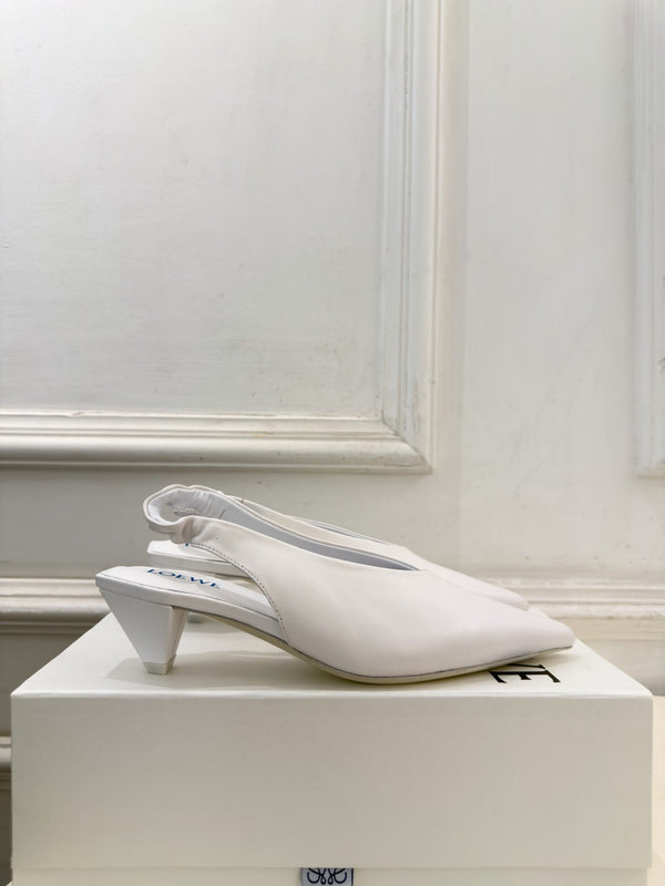 LW 26S Origami Slingback Pumps 4.5cm White Leather 111583
