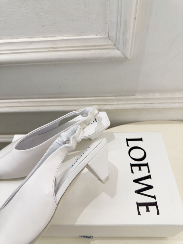 LW 26S Origami Slingback Pumps 4.5cm White Leather 111583