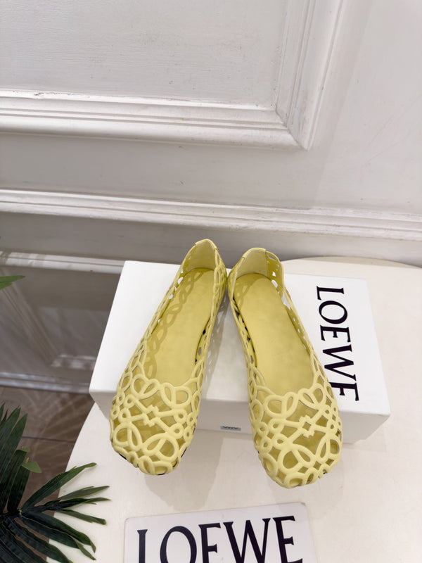 LW Petal Anagram Ballet Flats Pale Yellow Leather 111596