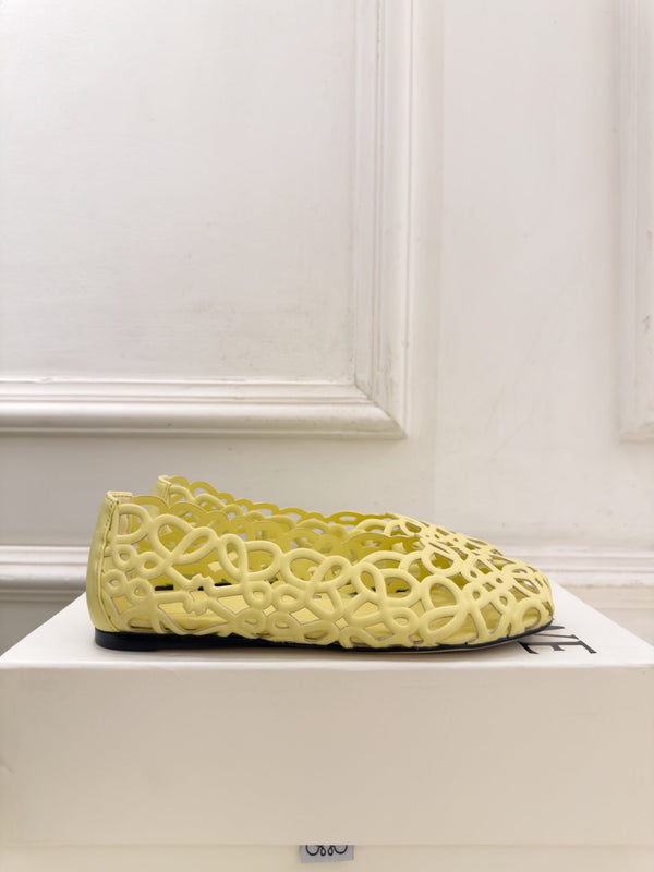 LW Petal Anagram Ballet Flats Pale Yellow Leather 111596