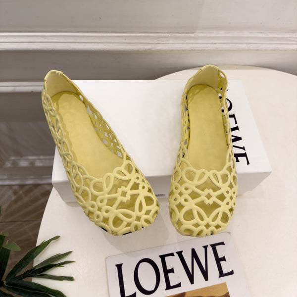 LW Petal Anagram Ballet Flats Pale Yellow Leather 111596
