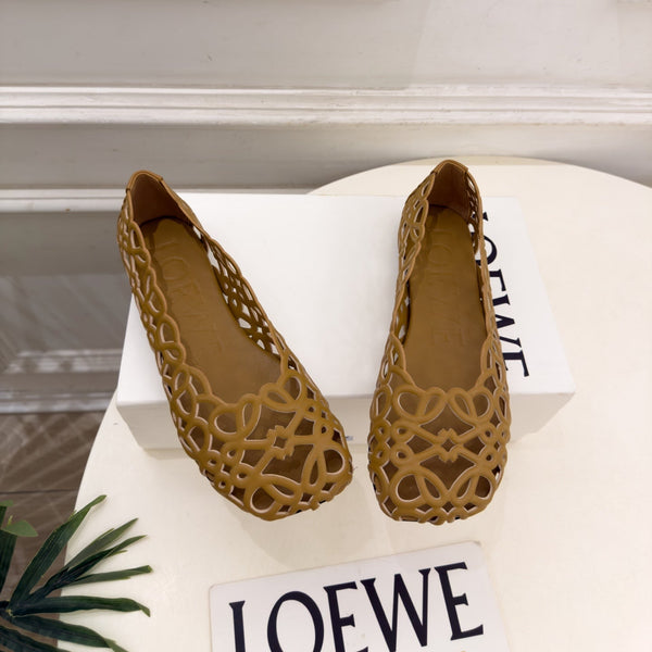 LW Petal Anagram Ballet Flats Pale Brown Leather 111595