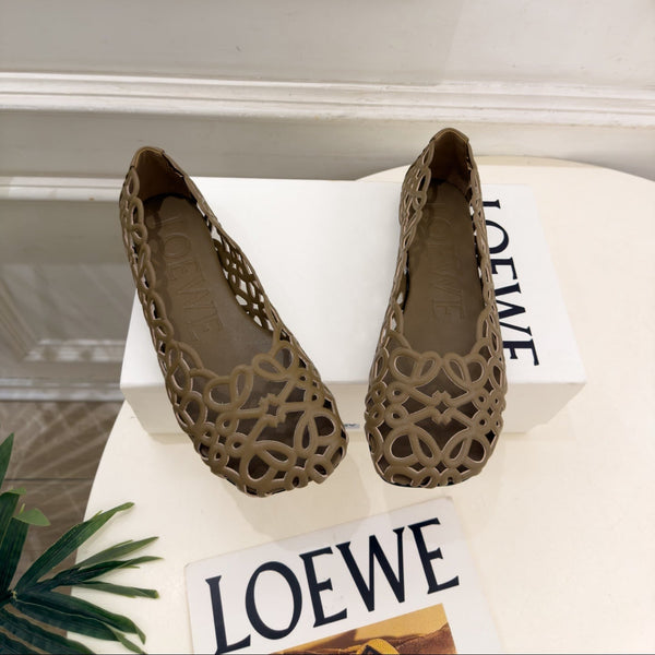 LW Petal Anagram Ballet Flats Pale Chocolate Leather 111594