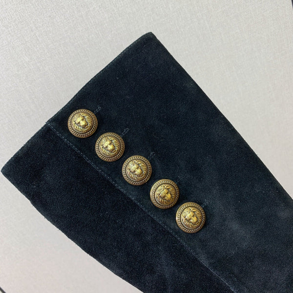 BM 26S Knee-High Platform Boots 11.5cm Black Suede 111379