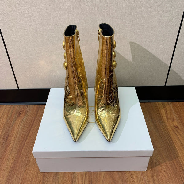 BM 26S Roni Ankle Boots 10.5cm Gold Buttons Gold Metallic Leather 111334