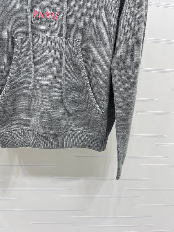 CE 26S Hooded Knit Sweater Celine Paris Logo Wool 430332