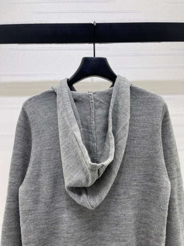 CE 26S Hooded Knit Sweater Celine Paris Logo Wool 430332