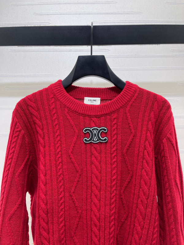 CE 26S Cable-Knit Crewneck Sweater Interlaced C Logo Wool 430328