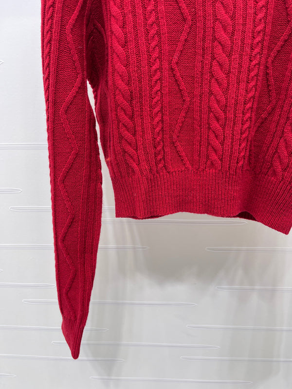 CE 26S Cable-Knit Crewneck Sweater Interlaced C Logo Wool 430328