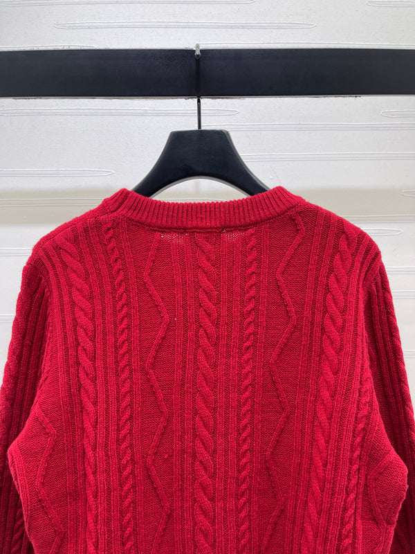 CE 26S Cable-Knit Crewneck Sweater Interlaced C Logo Wool 430328