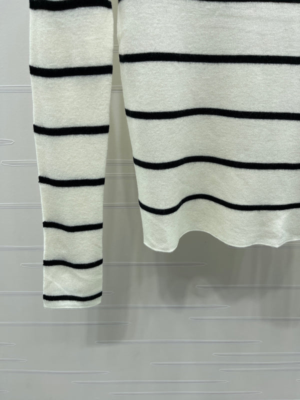 CE 26S Striped Knit Sweater Celine Paris Logo Tencel 423873