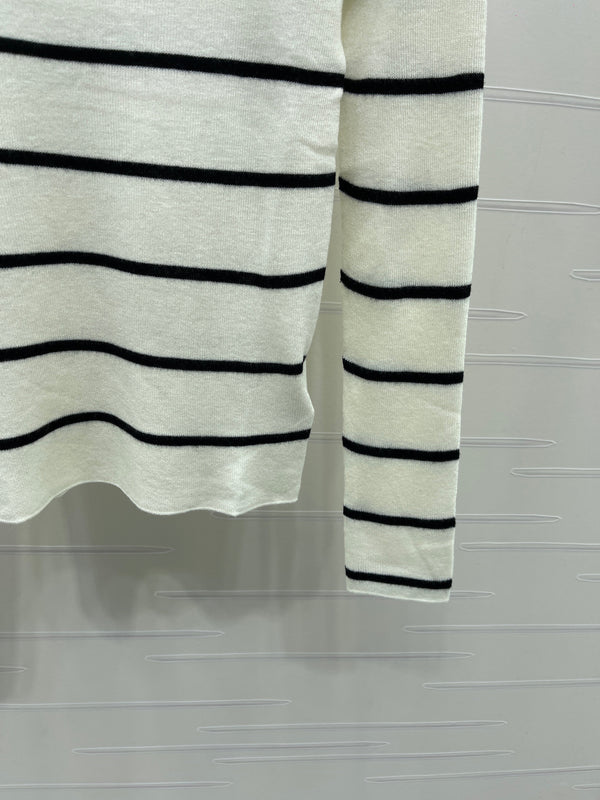 CE 26S Striped Knit Sweater Celine Paris Logo Tencel 423873