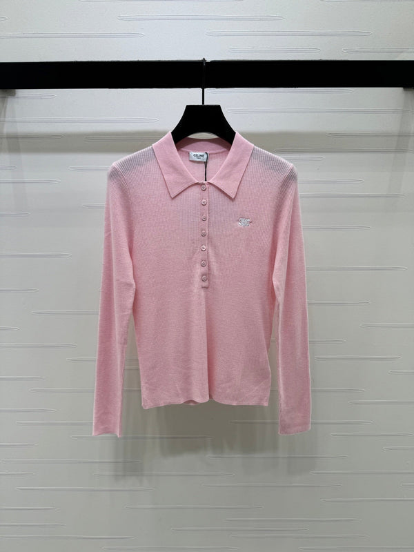 CE 26S Knit Polo Top Embroidered Emblem Tencel 430298