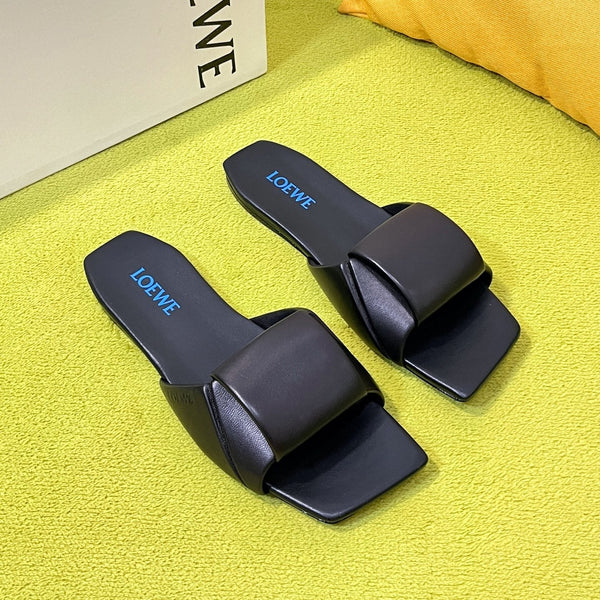 LW 26S Origami Slide Sandals Black Leather 137669