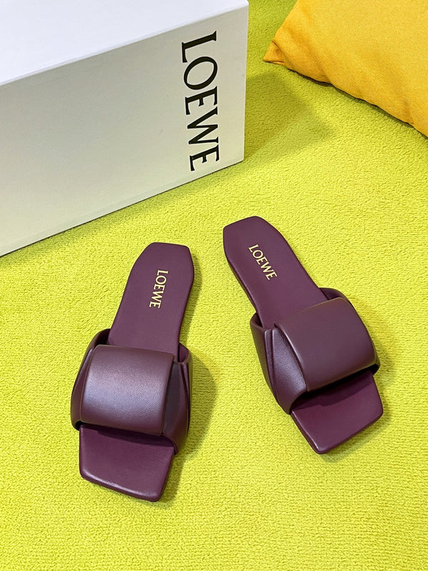 LW 26S Origami Slide Sandals Burgundy Leather 137667