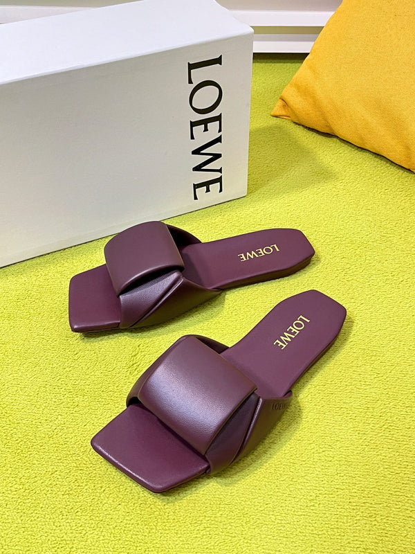 LW 26S Origami Slide Sandals Burgundy Leather 137667