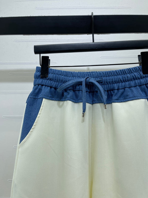 CC 26S Wide-Leg Trousers Denim Waistband Drawstring Polyester 433220