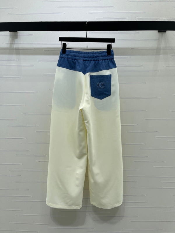 CC 26S Wide-Leg Trousers Denim Waistband Drawstring Polyester 433220