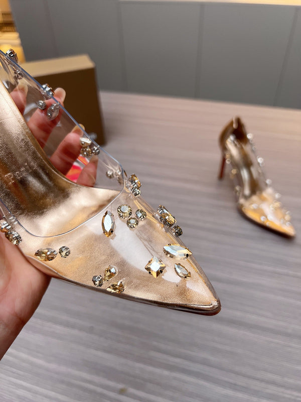 CL 26S Degraqueen Pumps 10.5cm Crystal Gold PVC 140669