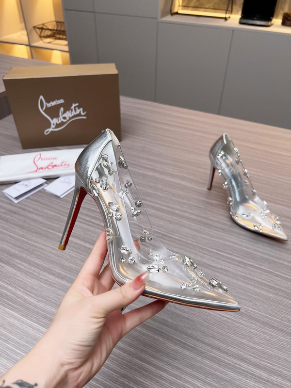 CL 26S Degraqueen Pumps 10.5cm Crystal Silver PVC 140668