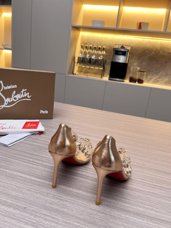 CL 26S Degraqueen Pumps 8.5cm Crystal Gold PVC 140667