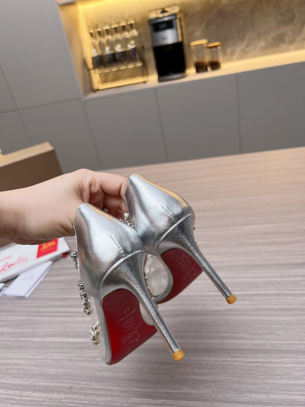 CL 26S Degraqueen Pumps 8.5cm Crystal Silver PVC 140666