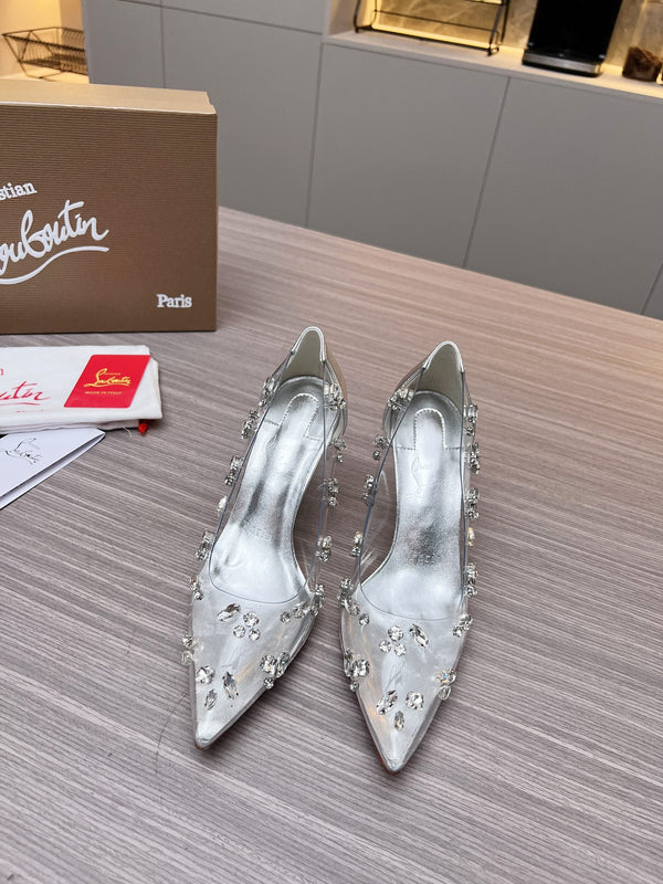 CL 26S Degraqueen Pumps 8.5cm Crystal Silver PVC 140666