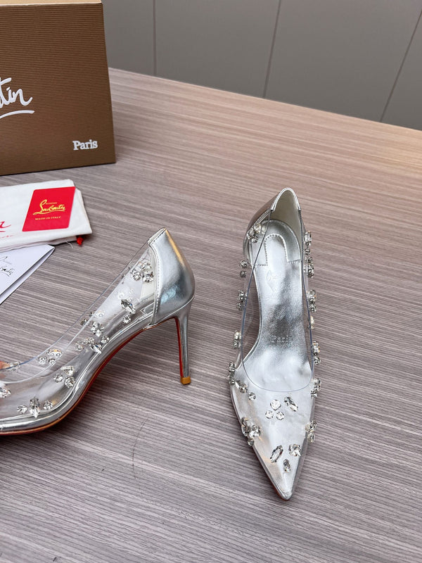 CL 26S Degraqueen Pumps 8.5cm Crystal Silver PVC 140666