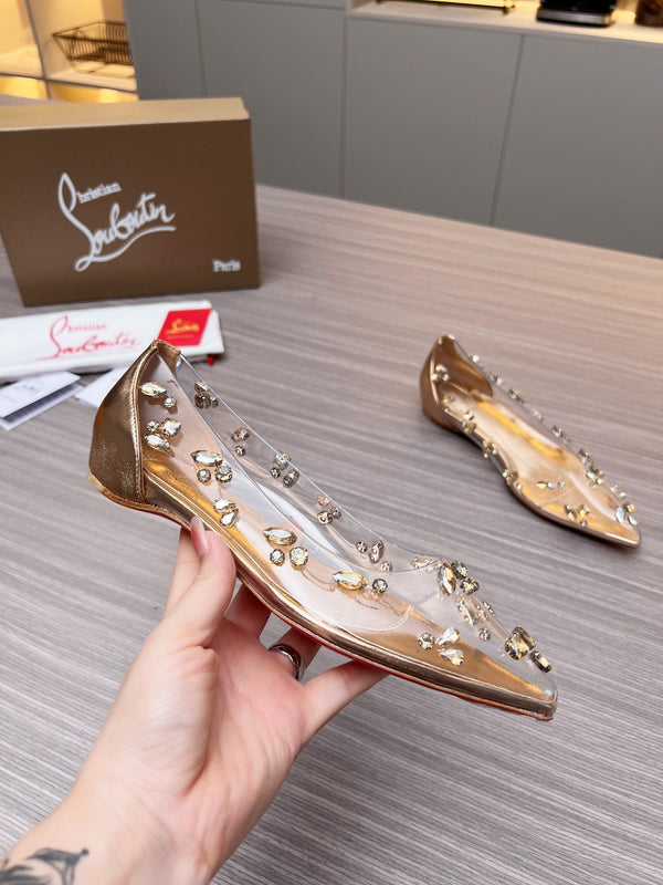 CL 26S Degraqueen Ballet Flats Crystal Gold PVC 140665