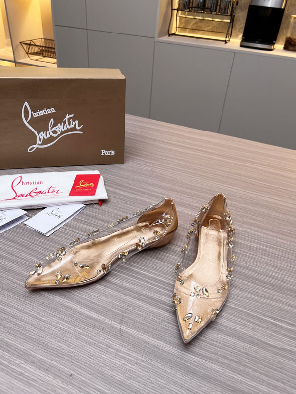 CL 26S Degraqueen Ballet Flats Crystal Gold PVC 140665