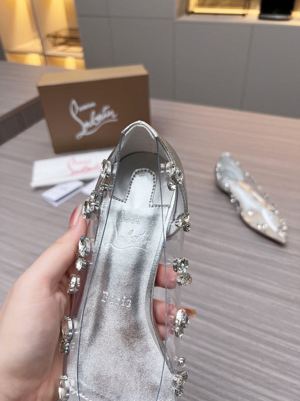 CL 26S Degraqueen Ballet Flats Crystal Silver PVC 140664