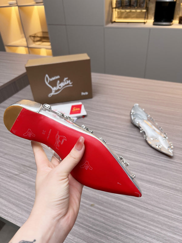 CL 26S Degraqueen Ballet Flats Crystal Silver PVC 140664