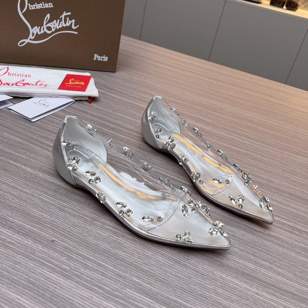 CL 26S Degraqueen Ballet Flats Crystal Silver PVC 140664