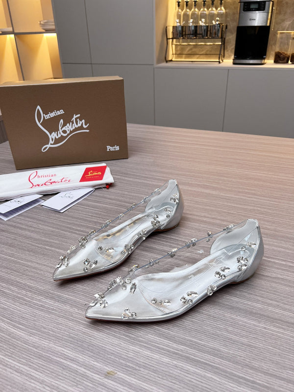 CL 26S Degraqueen Ballet Flats Crystal Silver PVC 140664