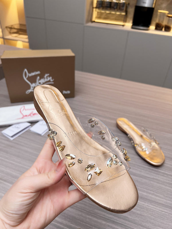 CL 26S Degraqueen Slide Sandals Crystal Gold PVC 140663