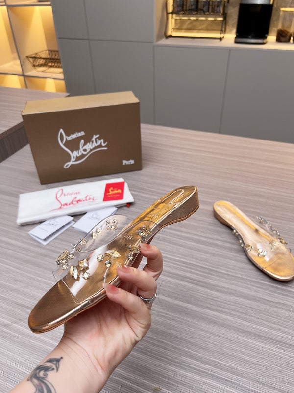 CL 26S Degraqueen Slide Sandals Crystal Gold PVC 140663
