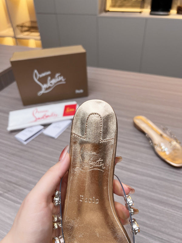 CL 26S Degraqueen Slide Sandals Crystal Gold PVC 140663