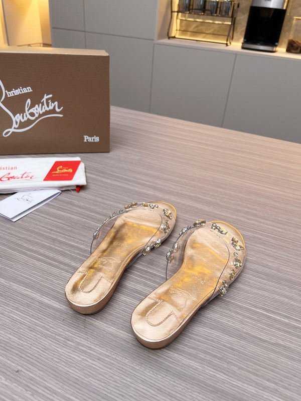 CL 26S Degraqueen Slide Sandals Crystal Gold PVC 140663