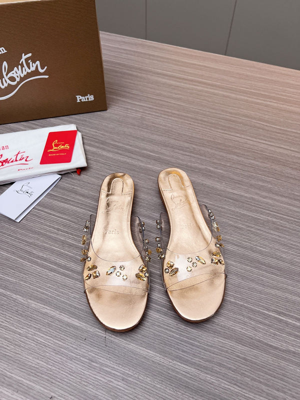 CL 26S Degraqueen Slide Sandals Crystal Gold PVC 140663