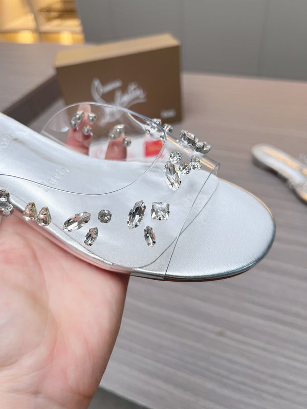 CL 26S Degraqueen Slide Sandals Crystal Silver PVC 140662