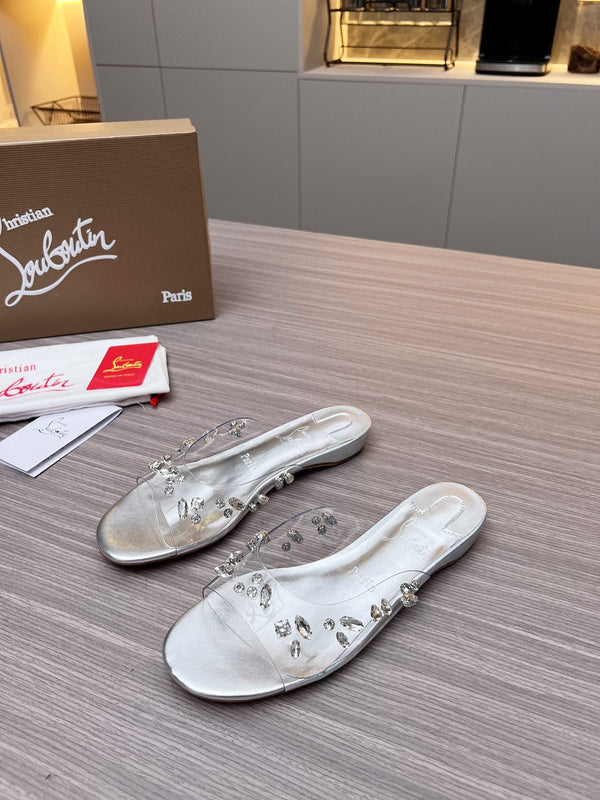 CL 26S Degraqueen Slide Sandals Crystal Silver PVC 140662